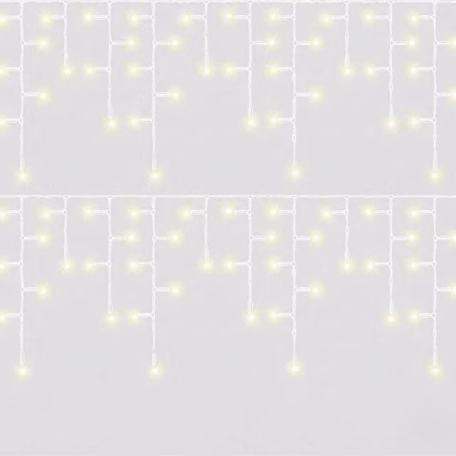 Pegdev Warm White LED Icicle Lights with White Cable, Connectable, 9m – 1