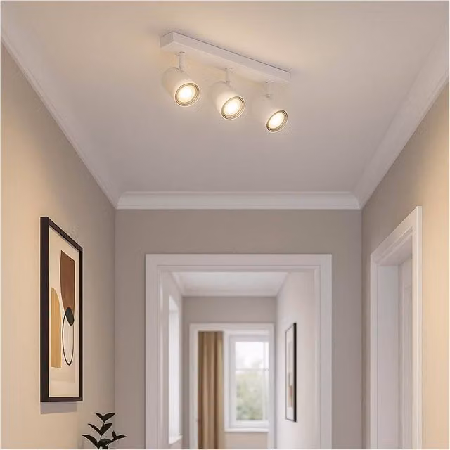 Loops White Triple Bar Adjustable Ceiling Spotlight for Bathroom Illumination, IP44 Rated – 1