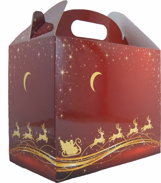 Hampabox Red and Gold Christmas Paper Gift Boxes, Pack of 10, W/D/H: 17 x 10 x 14 cm