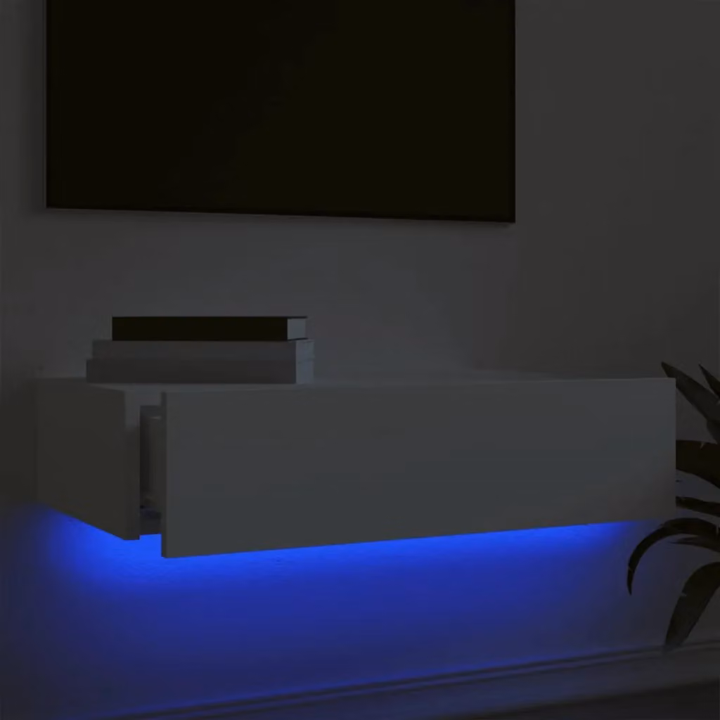 Berkfield Home Modern TV Cabinet with LED Lights in White, W/D/H: 60 x 35 x 15.5 cm – 3