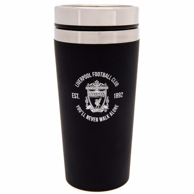 Liverpool FC Executive Stainless Steel Travel Mug with Lid, Black, 450 ml