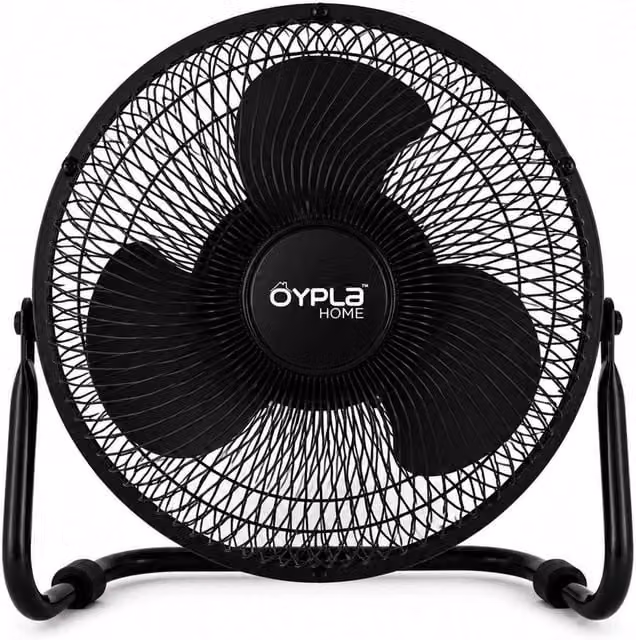 Oypla 3 Speed Electrical Floor Standing Fan, 9 inch, Black