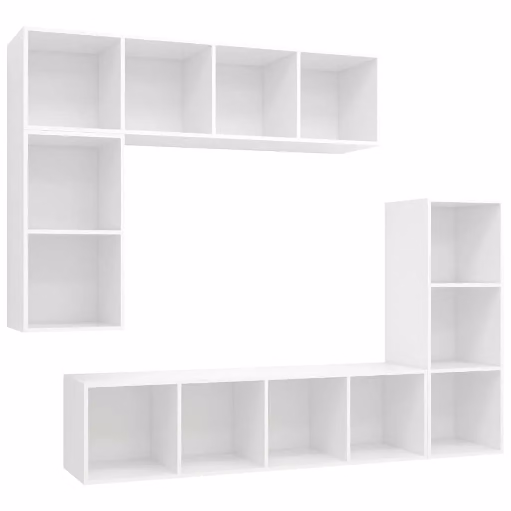 Berkfield Home 4 Piece White Matt MDF TV Cabinet Set with Open Shelves – 2