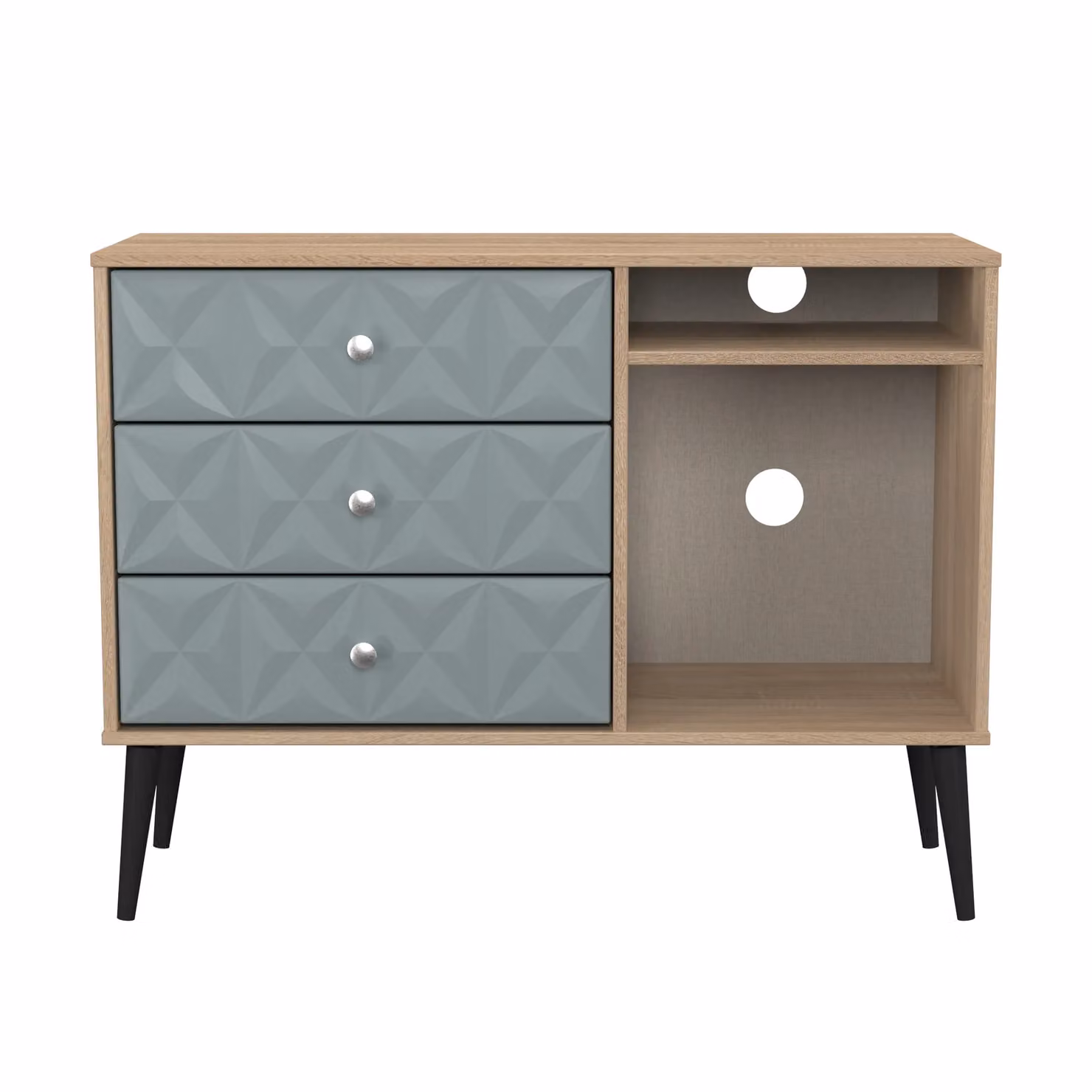 Ready Assembled 2 U Toledo 3 Drawer TV Unit in Duck Egg Blue and Black – 2