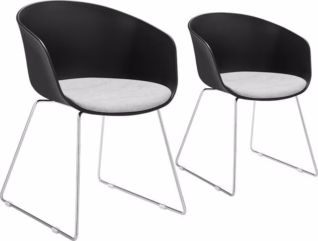 TECTAKE Modern Dining Chair with Armrests and Cantilever Base, Black Fabric and Metal