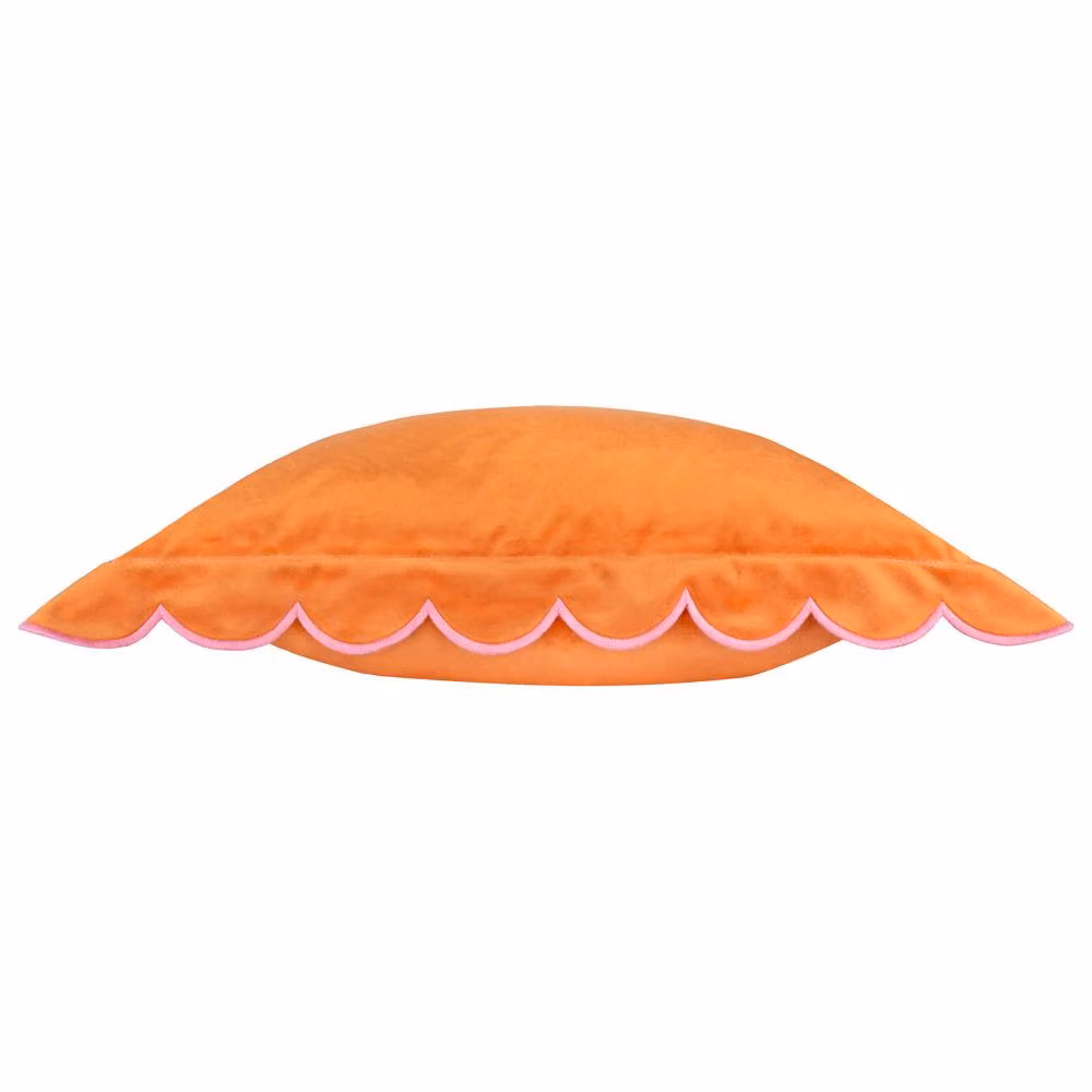 furn. Lil Scallop Velvet Decorative Cushion in Orange and Pink, W/D/H: 45 x 45 x 45 cm – 3