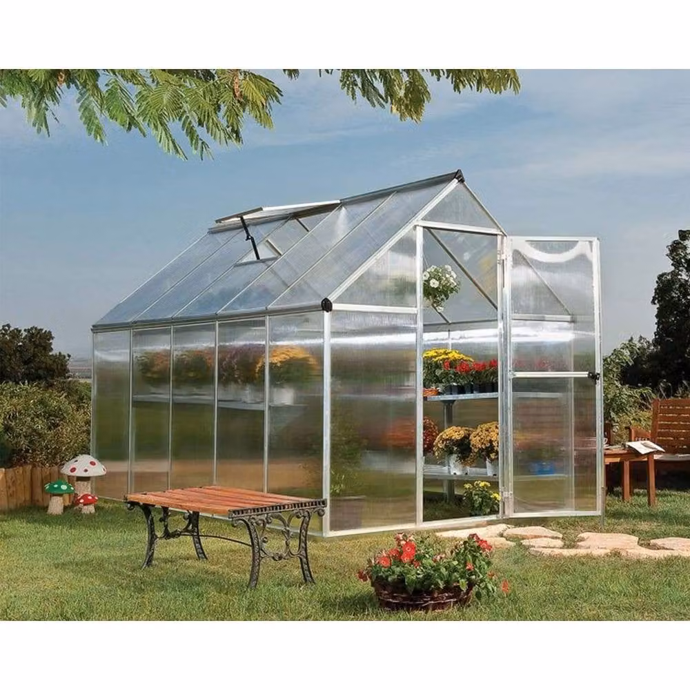 Palram Mythos 6 x 10 Polycarbonate Greenhouse in Silver, W185 x H208 x L306 cm