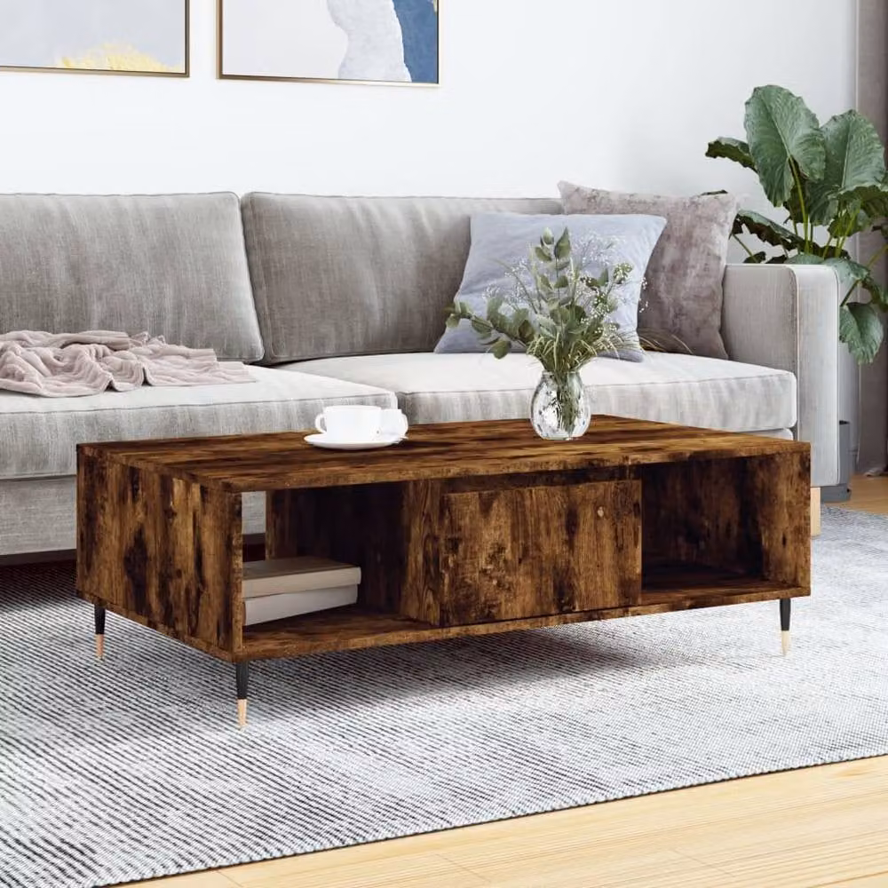 Berkfield Home Decorative Coffee Table in Smoked Oak Brown, W/D/H: 104 x 60 x 35 cm – 1