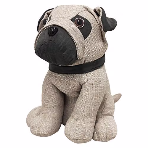 Paoletti Pug Novelty Doorstop in Beige and Multicolour, W/D/H: 23 x 15 x 24 cm