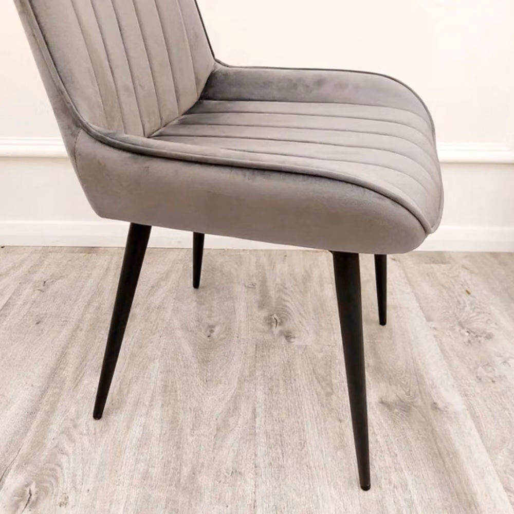 Astra Modern Grey and Black Velvet Upholstered Dining Chair with Wood Frame – 2