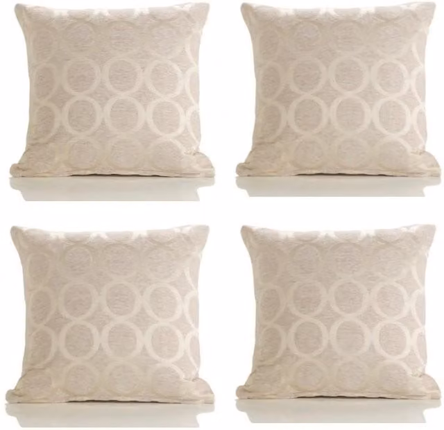 Luxor Living Chenille Cushion Set of 4 in Beige, W/D/H: 45 x 45 x 45 cm