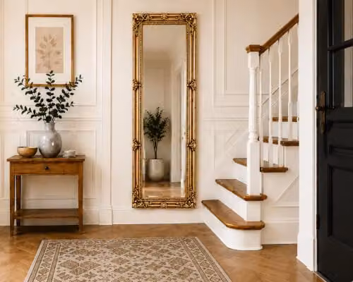 Downton Interiors Antique Gold Tall Ornate Floral Dressing Wall Mirror – 4