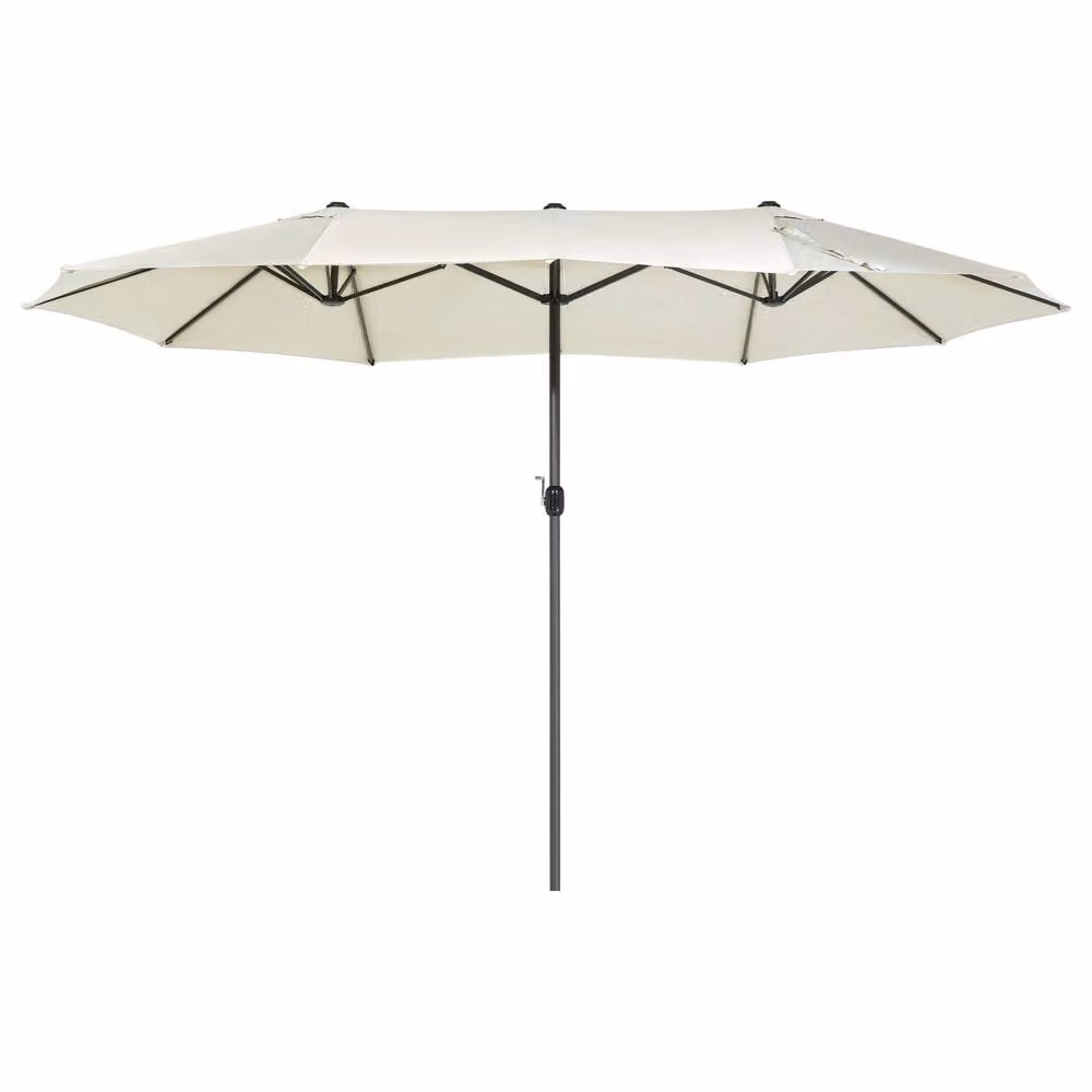 Wyld and Coco Beige Oval Garden Parasol with Powder Coated Aluminium Crank Frame – 2