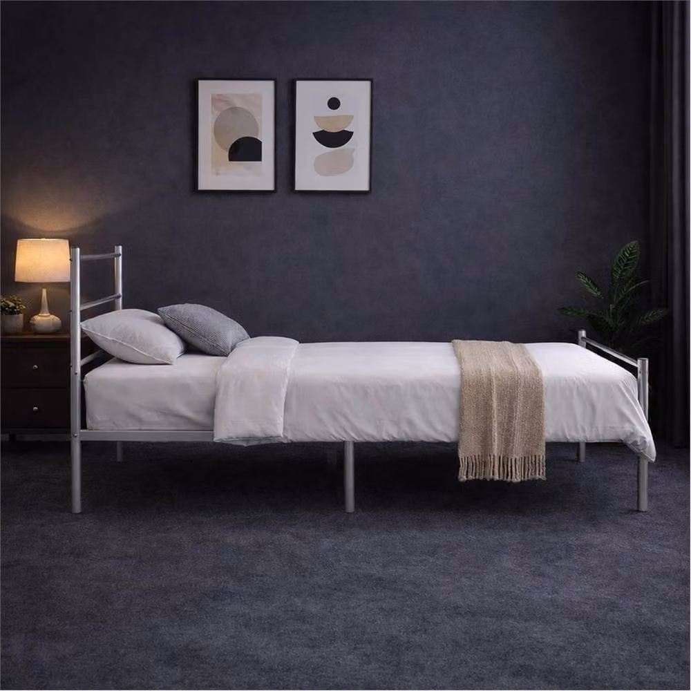 FLAVORA Heavy Duty Steel Cot Bed Frame in Silver – 2