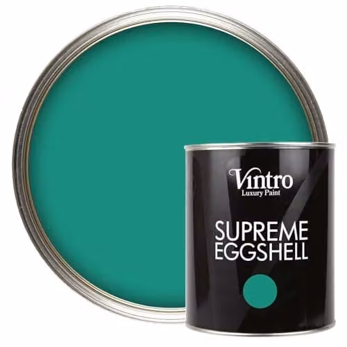 Vintro Esmeralde Emerald Green Water Based Eggshell Paint for Interior and Exterior Walls, Wood and Trim, 1 Litre