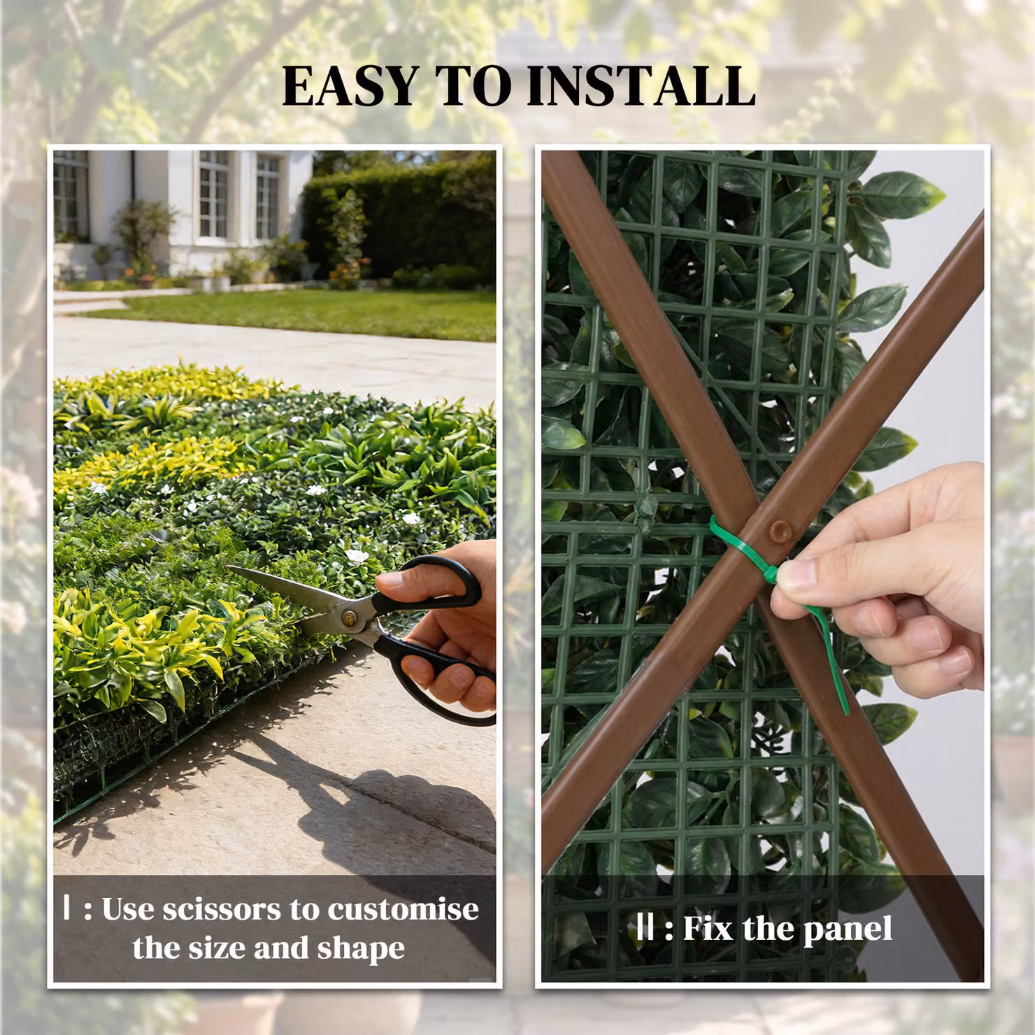 Outsunny Artificial Plant Wall Panel Green Floral Grass Backdrop, W/H: 100 x 100 cm – 5