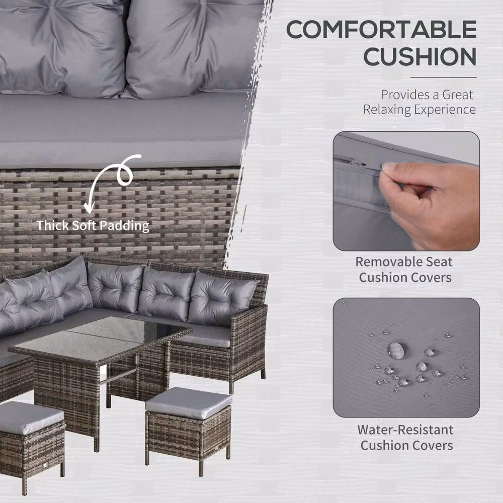 STILVORA 8-Seater Sofa Set with Table in Grey – 4