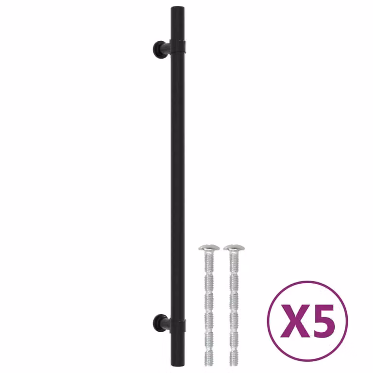 Berkfield Home Matt Black Stainless Steel Bar Cabinet Handles, 5 Pack, Length: 224 mm