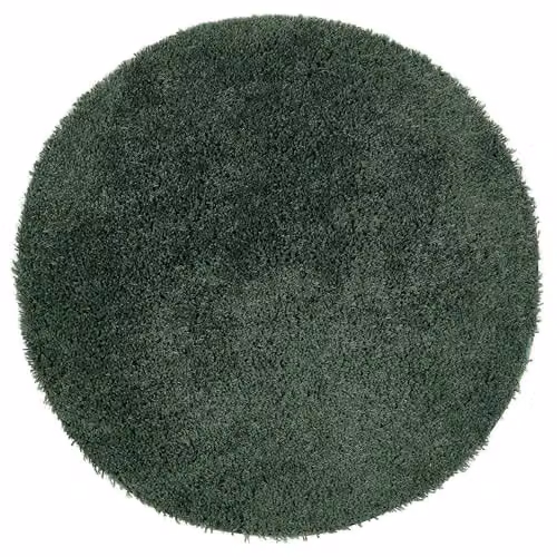 e-Rugs Chicago Contemporary Plain Thick Soft Deep Pile Shaggy Round Rug, Forest Green, Diameter: 133 cm – 1