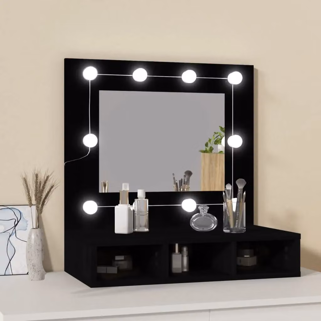 Berkfield Home Black LED Mirror Cabinet with Internal Shelves, W/D/H: 60 x 31.5 x 62 cm – 3