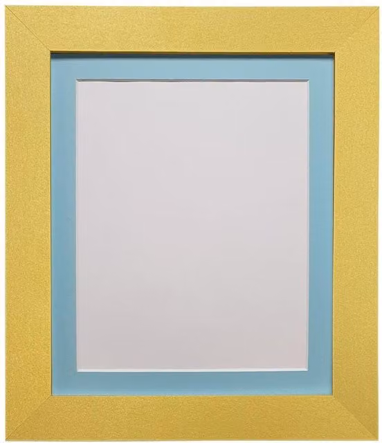 Frames & Mirrors 4U Metro Gold Single Picture Frame with Blue Mount for A2 Images