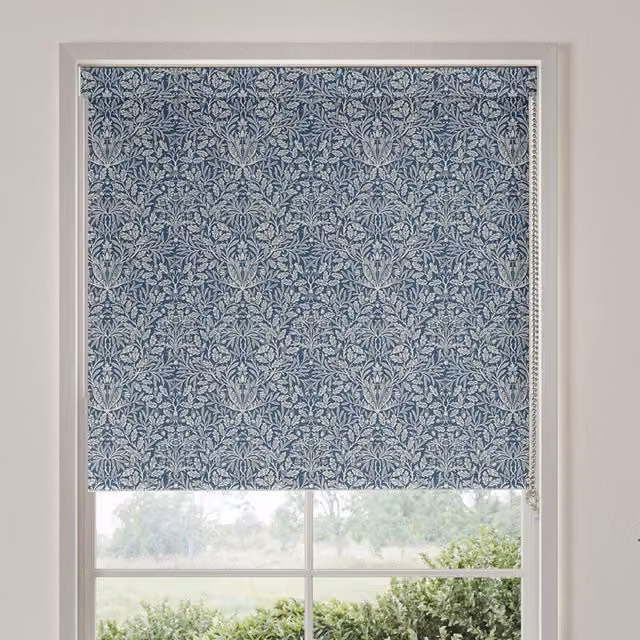 William Morris Acorn Blue Floral Blackout Made To Measure Roller Blind