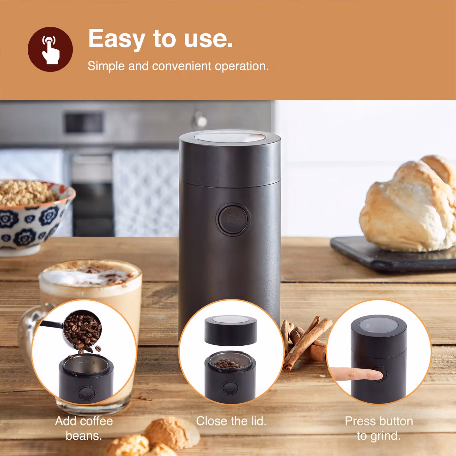 VonShef Electric Blade Coffee Bean Grinder in Black – 3