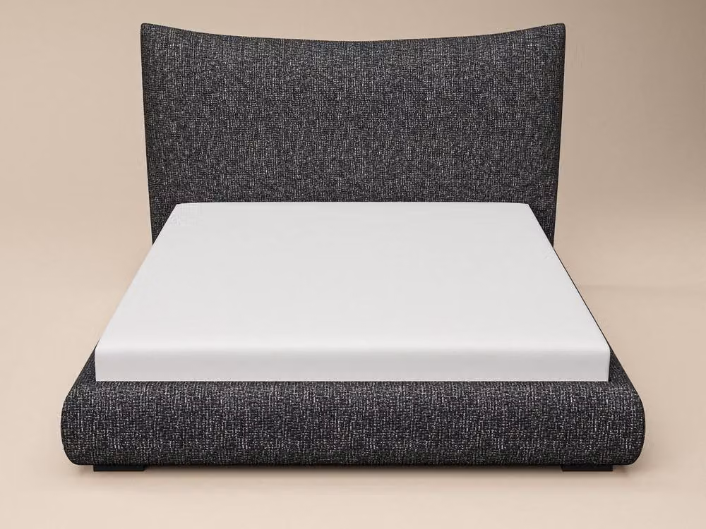 Solace+Co Miller Curved Headboard Bed in Black Chenille, W/D/H: 140 x 200 x 108 cm – 4
