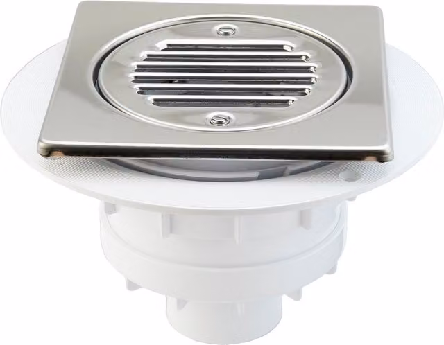 McAlpine Stainless Steel Tile Insert Valve Shower Gully with White Outlet for Tiled Floors