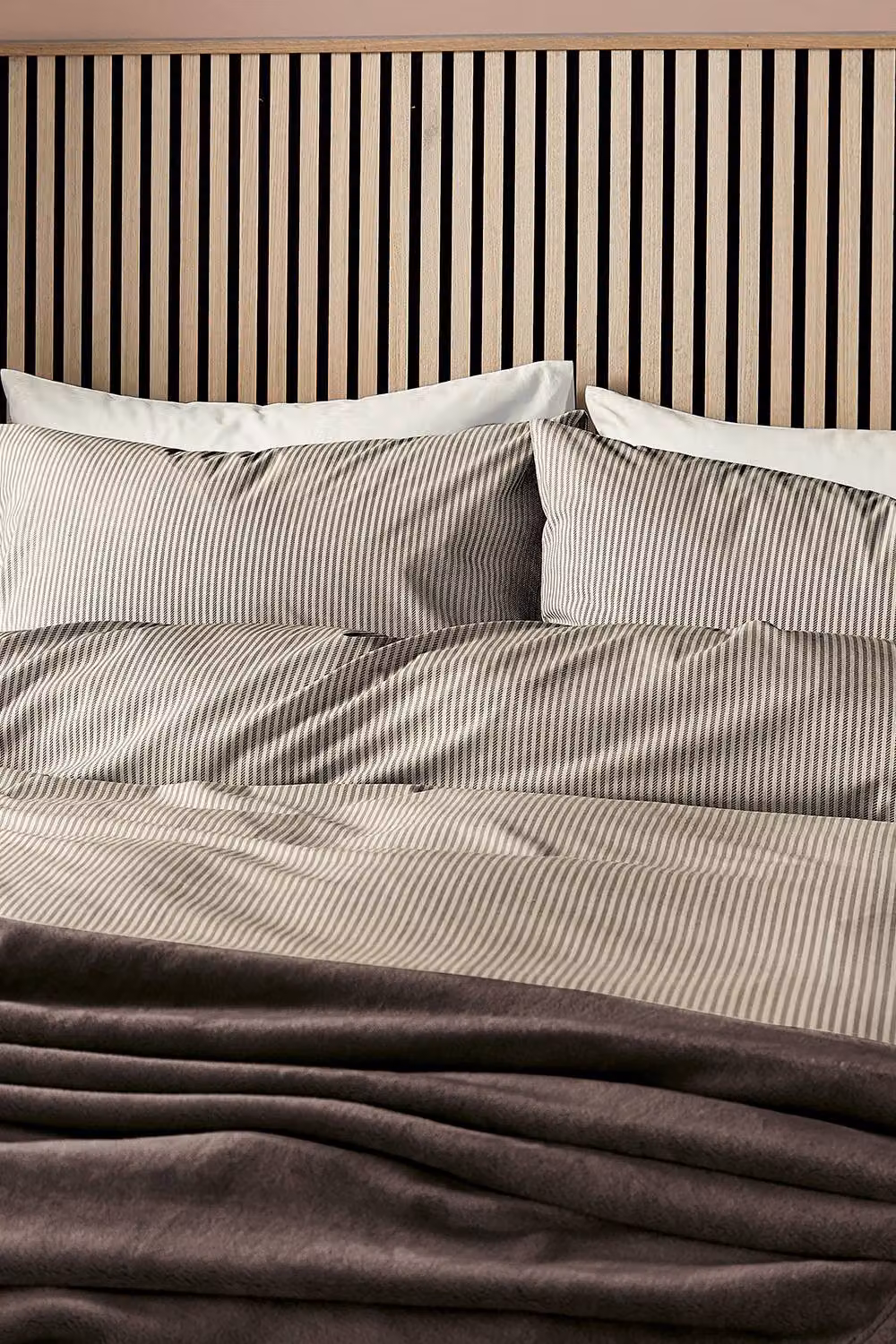 Helena Springfield Twill Stripe Single Duvet Cover and Pillowcase Set in Chocolate Brown – 2