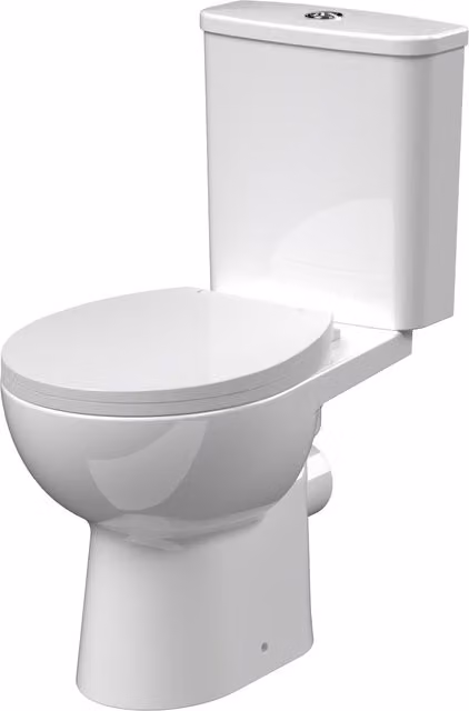Balterley Curved Rimless Toilet Pan, Cistern and Soft Close Seat, White, W/D/H: 38.0 x 63.5 x 78.0 cm – 1