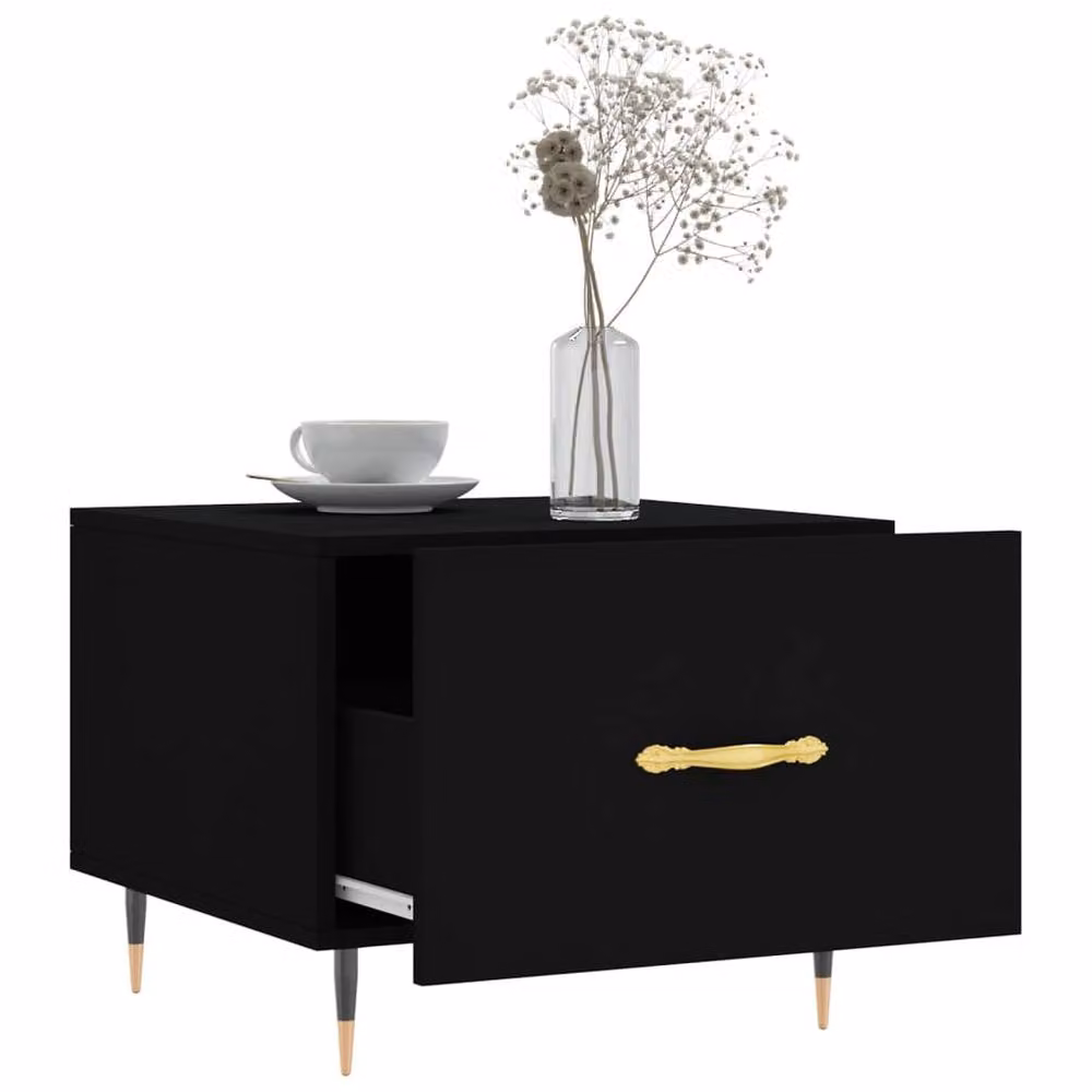 Berkfield Home Set of 2 Black Decorative Square Coffee Tables in Engineered Wood, W/D/H: 50 x 50 x 40 cm – 2