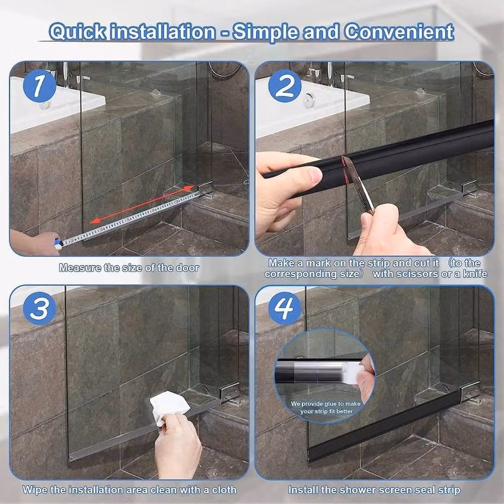 PAWNORA Black Plastic Shower Screen Seal Strip, 2 Pack – 3