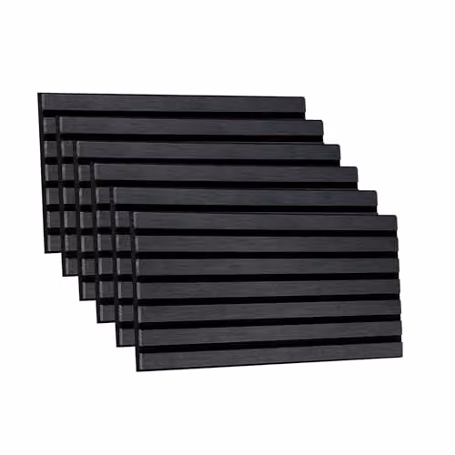 Wallsupply UltrAcoustic Eco Tile Wood Effect Acoustic Slat Wall Panels, Anthracite Grey, 6pcs, W: 29 cm, H: 58 cm – 1