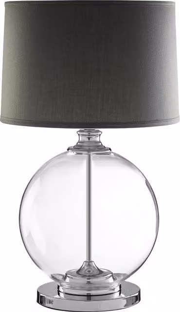 Orsina Edna Table Lamp with Grey Fabric Shade and Black Base