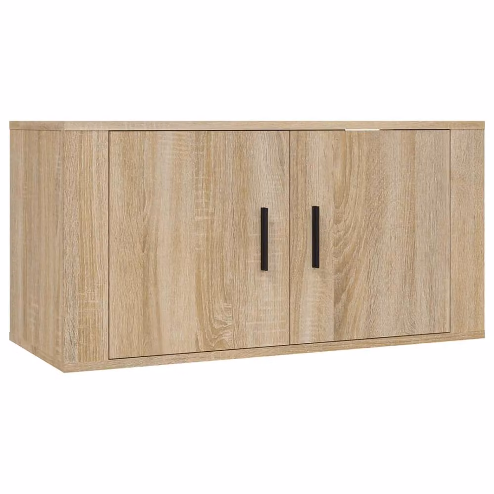 Berkfield Home Wall Mounted TV Cabinet in Beige Oak, W: 80 cm, D: 34.5 cm, H: 40 cm – 2
