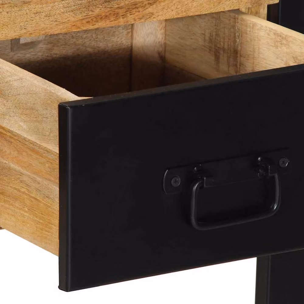 Berkfield Home Rustic Mango Wood Console Table, Brown, W: 100 cm, D: 35 cm, H: 75 cm – 5