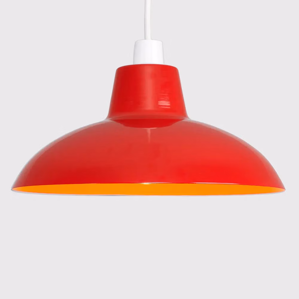 ValueLights Modern Red Metal Dome Ceiling Pendant Shade, W: 28.0 cm, H: 12.5 cm, D: 12.5 cm – 3