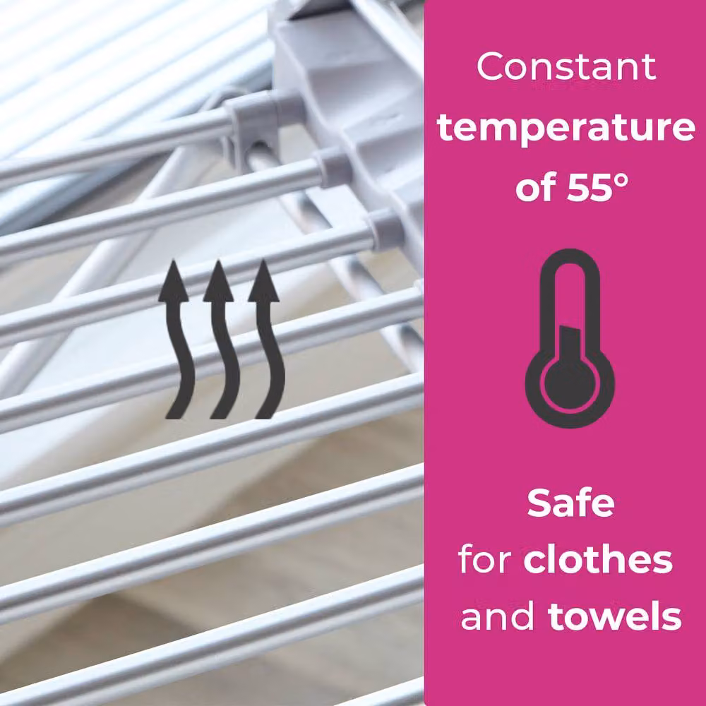 Neo Electric Heated Winged Airer Clothes Dryer Rack in Silver Aluminium, H 147 cm x W 94 cm x D 42.1 cm – 3