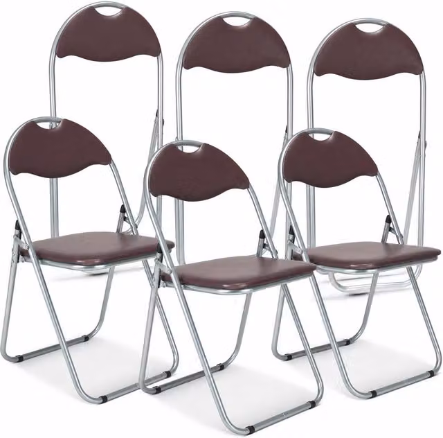 Bravich Candy Folding Dining Chair in Brown Synthetic Leather and Metal