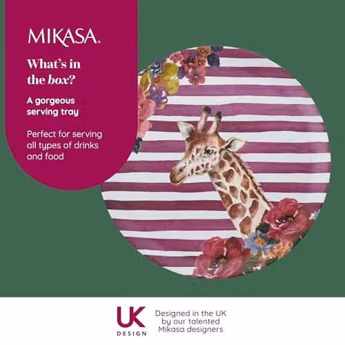 Mikasa Wild at Heart Giraffe Round Melamine Serving Tray, Multicolour, Diameter: 36 cm – 3