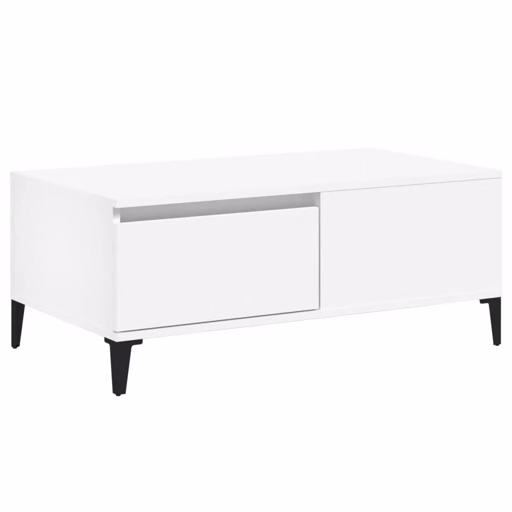 Berkfield Home White Rectangular Coffee Table in Engineered Wood W/D/H: 90 x 50 x 36.5 cm – 2