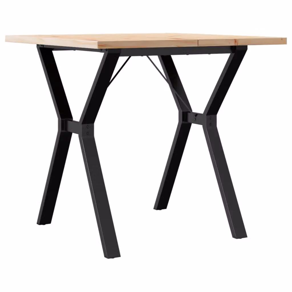 Berkfield Home Y-Frame Square Dining Table in Brown Solid Pine and Steel, W/D/H: 80 x 80 x 75.5 cm – 2