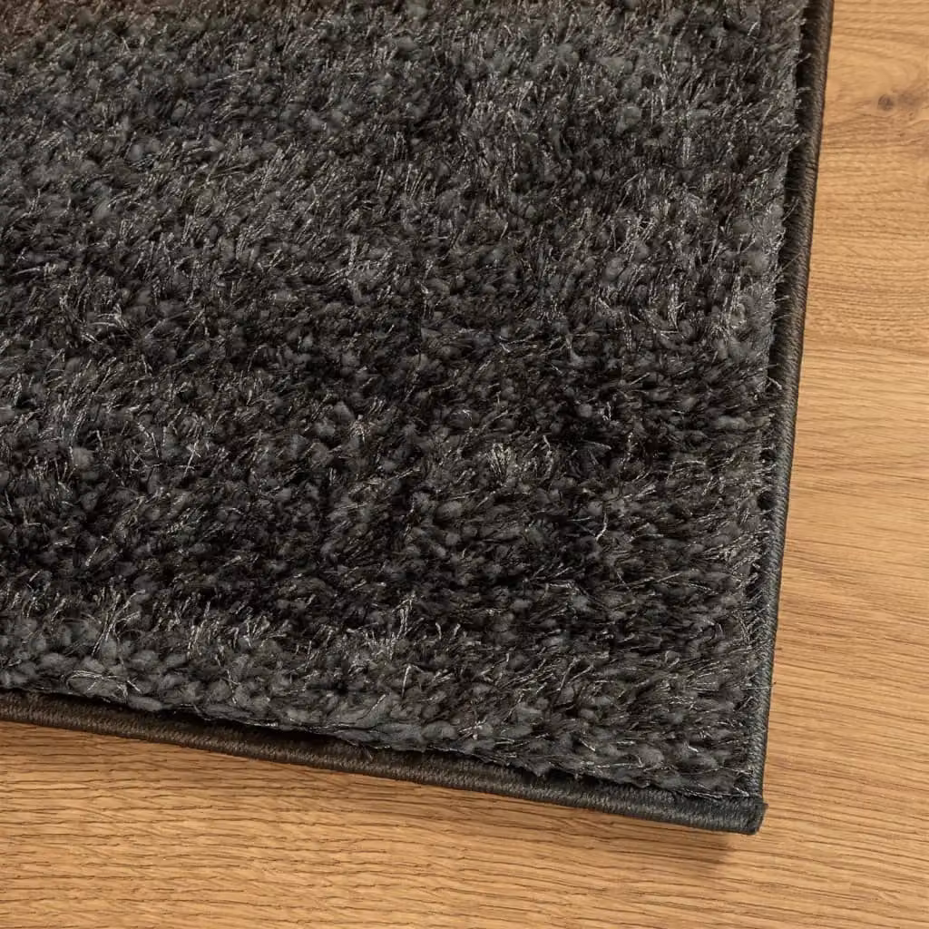 Berkfield Home ISTAN High Pile Shiny Look Rug in Anthracite and Black, W: 100 cm, L: 200 cm – 3