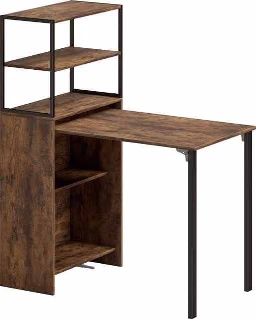 HOMCOM Folding Shelf and Computer Desk in Brown and Black