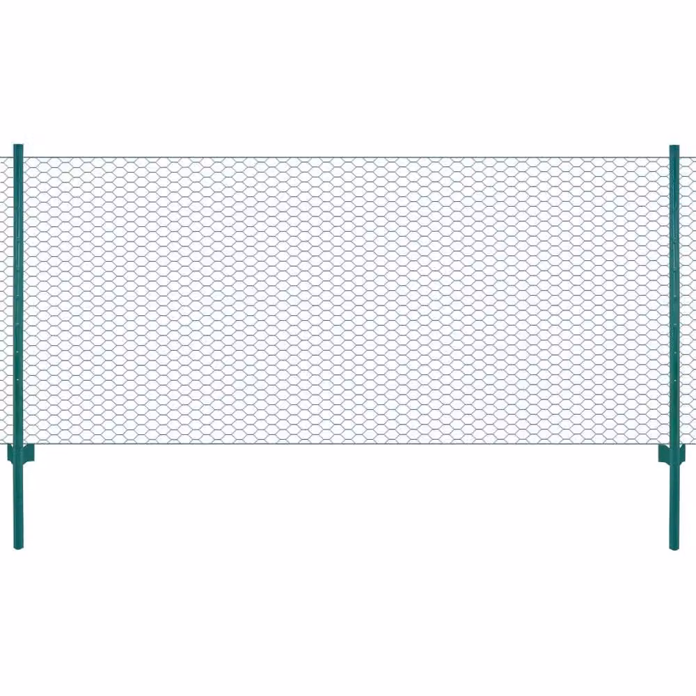 Berkfield Home Green PVC-Coated Steel Wire Mesh Fence with Posts, W: 25 m, H: 0.5 m – 2