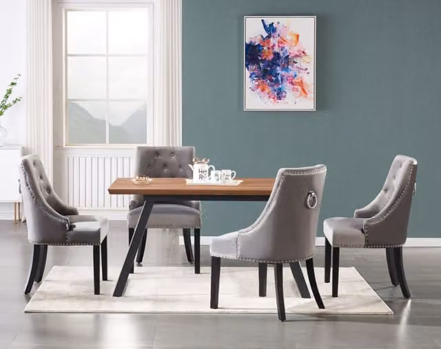 Life Interiors Windsor Toga LUX Extendable Dining Set with 4 Grey Upholstered Chairs