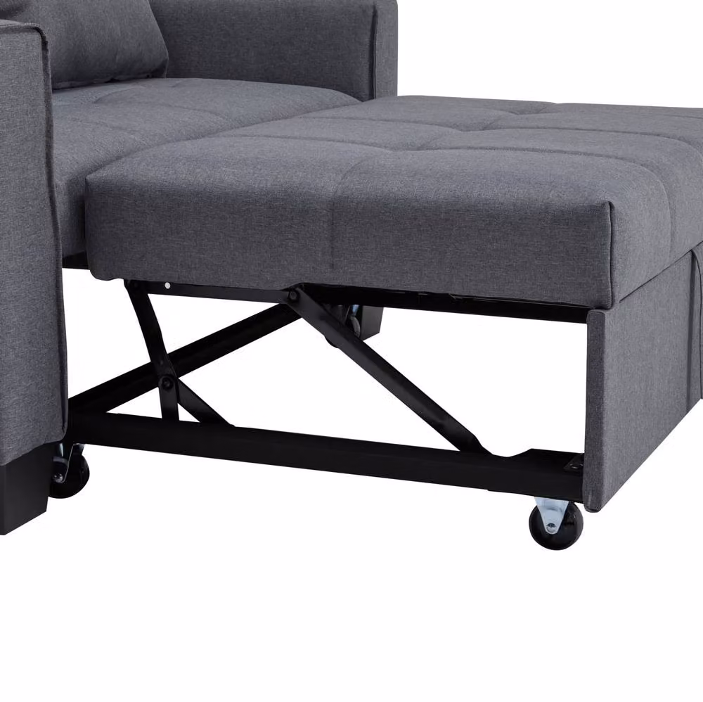 STILVORA 3 in 1 Pull Out Sofa Bed in Grey with Adjustable Headrest and Scatter Cushions, W/D/H: 140 x 190 cm – 5