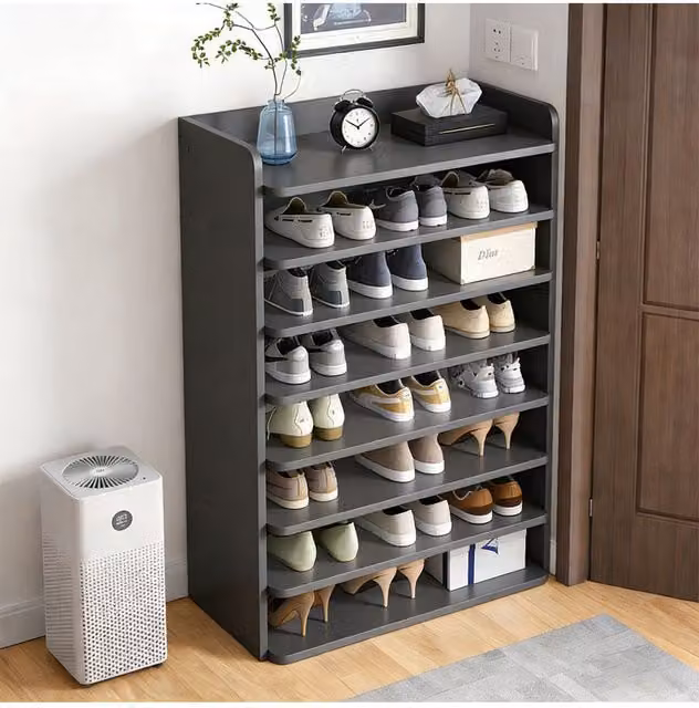 Living and Home 8-Tier Shoe Rack Organiser in Black, Width: 62 cm