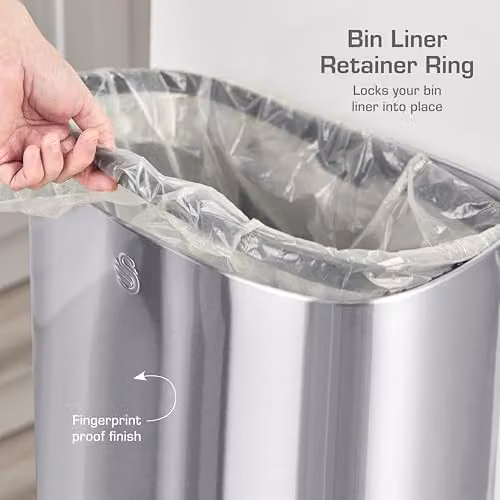 Swan 65L Rectangular Sensor Bin in Silver – 5